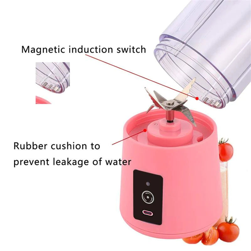 Mini Portable Blender Milkshake Cup with USB Rechargeable 6 Blades Mini Fruit Juice Mixer Shake Take Juice Cup